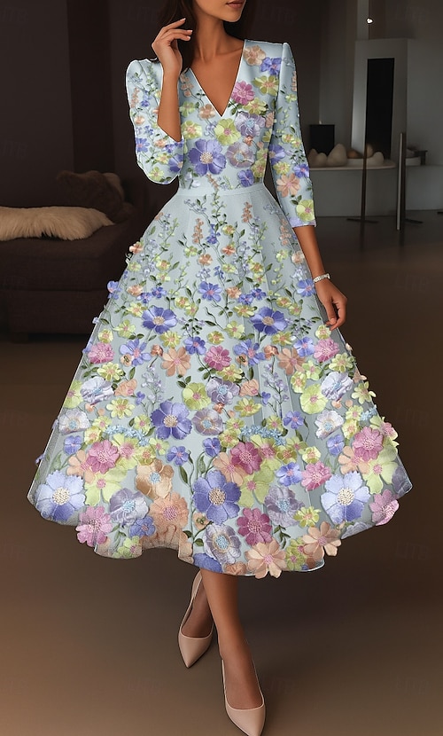 formal dress with embroidered flowers Zapakasa Women Prom Dress With Flower A-Line Sweetheart Long Corset Party  Dress