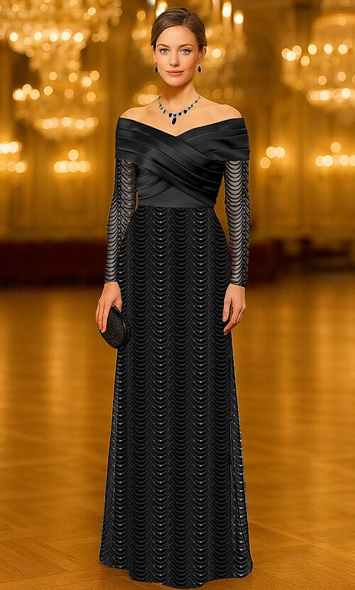 Sheath Column Floor Length Beaded Eembroidered Formal Dresses Mother of the  Bride Dress Evening Gown Elegant Glittering Celebrity Style Sleeveless Off  Shoulder Garden Party Wedding Lace Stretch Satin 2026 - 183.99