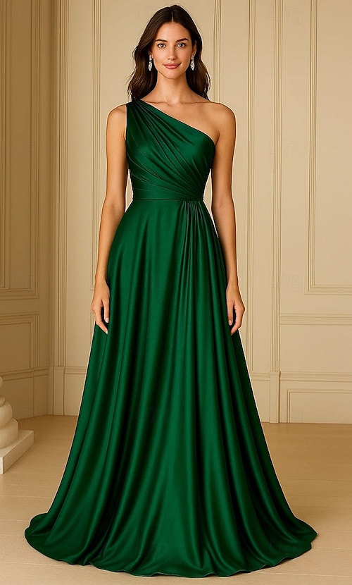 Dress For Fat Tummy Formal Dresses Gowns To Hide Big Belly A-Line Sweep  Brush Train