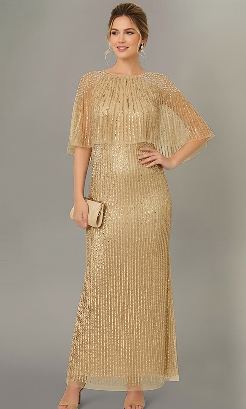 A-Line Floor Length Sequin Dress Beaded Eembroidered Wedding Guest Dress  Mother of the Bride Dress Short Sleeve Crew Neck Elegant Sparkle & Shine  Formal Sequined Beaded Lace with Pearls Sequin 2026 -