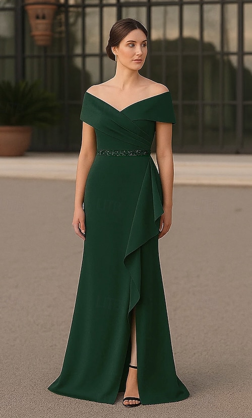 green emerald velvet dress Fit & Flare Dress (Rose)