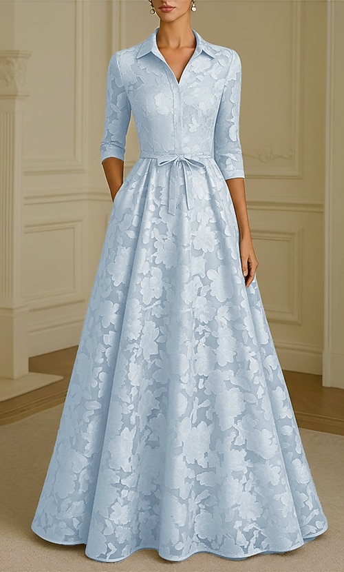 dusty blue gowns & formal dresses Victorian Vintage Style Long Dusty Blue Evening Dress AL3002 main image 1