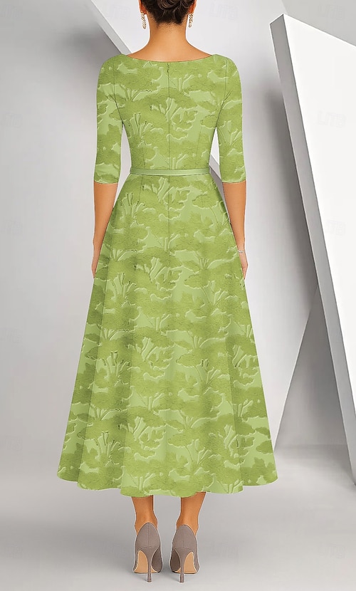 slim fit dress slacks Cap Sleeves A Line Chiffon Tea Length Mother of The Bride Dress