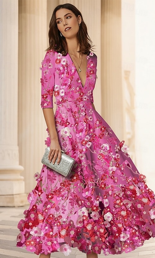 pink ankle length dress Women's Copeland Layered Cap Sleeved Organza Ankle Length Dress  XS/S/M/L/XL/Customize Pink main image 1