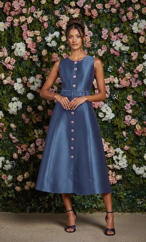 a line garden party dress A-Line Cocktail Dresses Party Dress Wedding Guest Garden Party Asymmetrical Sleeveless Boat Neck Satin with Floral Print Dresses Wedding Guest Dress 2026