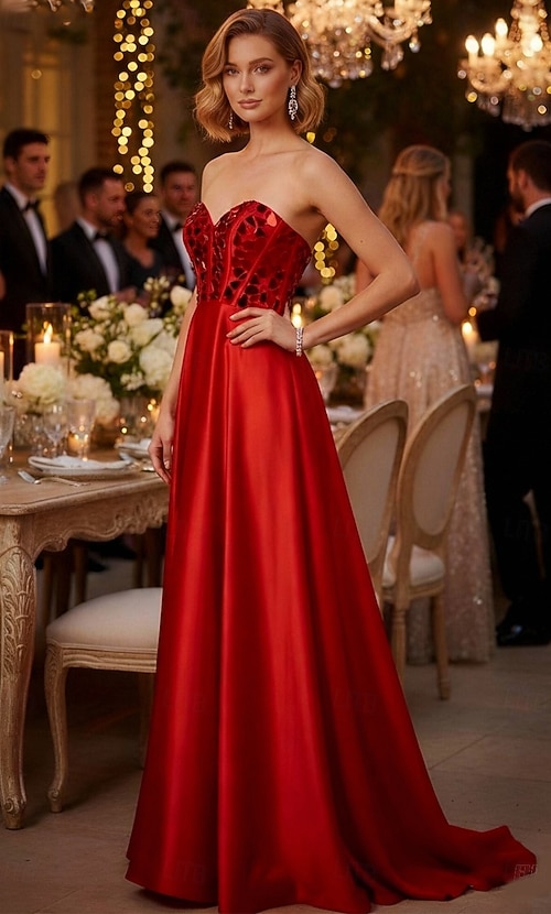 sheath/column strapless satin sweep/brush train sleeveless dresses Sheath-Column Sweep-Brush Train Stretch Satin Long Prom Dresses COCOMELODY CS1063, Dusty Rose