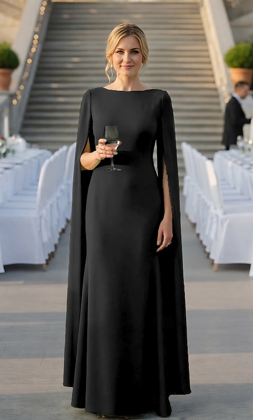 black cape dresses AKA Black Cape Sleeve Dress
