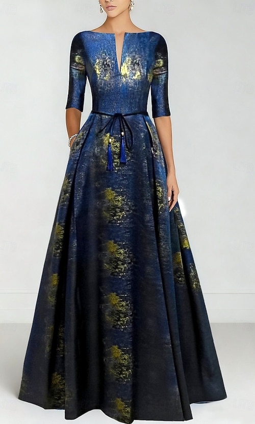 ink blue formal dress A Line Ink Blue Glitter Tulle Lace Prom Dress, Ink Blue / 8