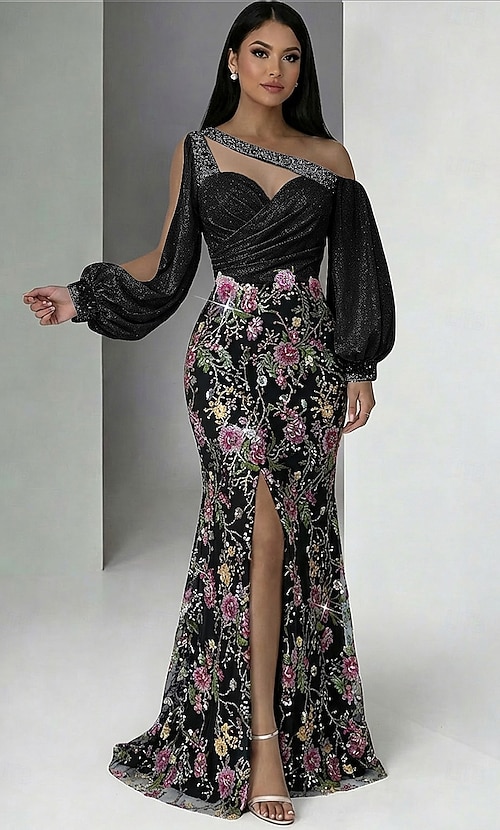 Mermaid Trumpet Floor Length Beaded Eembroidered Formal Dresses Mother of The Bride Dress Prom Dresses Evening Gown Formal Dress Elegant Glittering