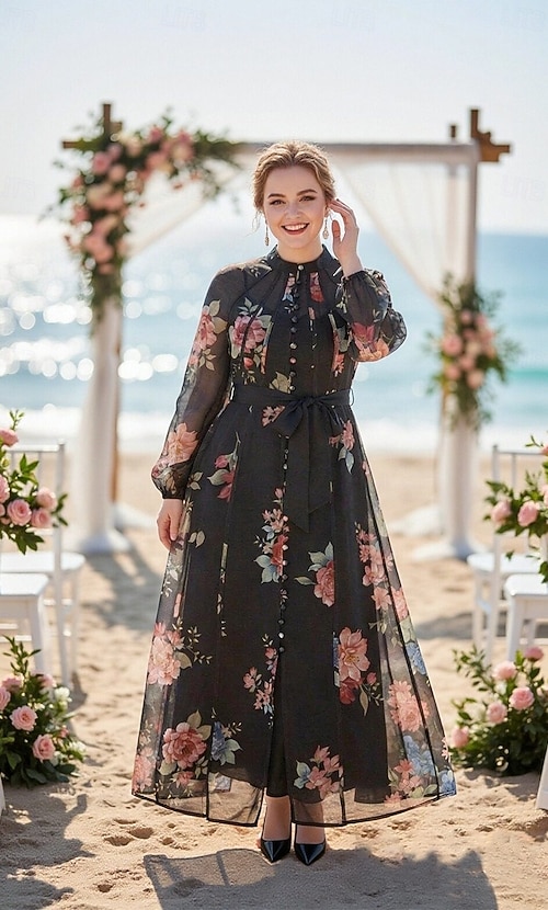 ankle length dresses for wedding A-Line Scoop Neck Mother of The Bride colored lining Two Piece A-Line Ankle Length