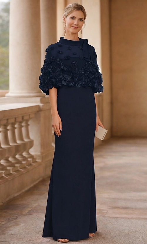 Sheath / Column Floor Length Prom Dresses Evening Gown Ball Gown Formal Dress Elegant Half Sleeve Jewel Neck Wedding Guest Formal Evening Fall Wedding Reception with Pleats 2026 - GBP 163 Sheath / Column Floor Length Prom Dresses Evening Gown Ball Gown Formal Dress Elegant Half Sleeve Jewel Neck Wedding Guest Formal Evening Fall Wedding Reception with Pleats 2026 - GBP 163