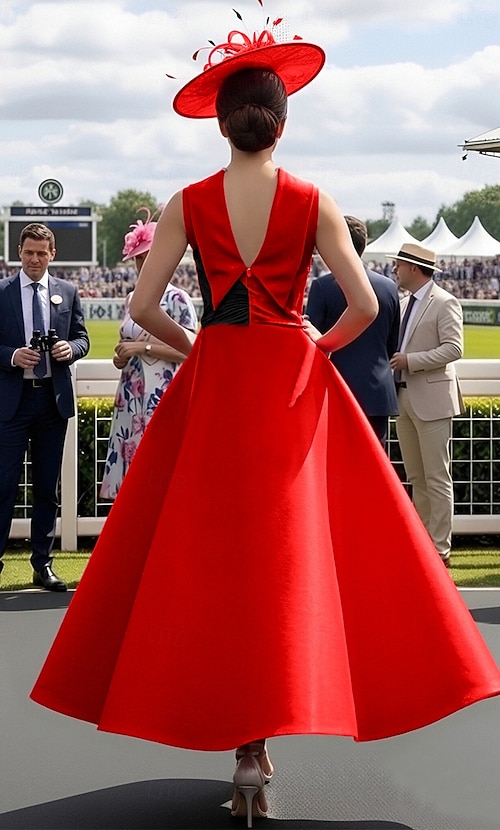Ball Gown Ankle Length Prom Dresses Evening Gown Ball Gown Formal Dress Elegant 1950s Color Block Sleeveless High Neck Prom Wedding Guest Satin with Bow(s) 2026 - $149.99 Ball Gown Ankle Length Prom Dresses Evening Gown Ball Gown Formal Dress Elegant 1950s Color Block Sleeveless High Neck Prom Wedding Guest Satin with Bow(s) 2026 - $149.99