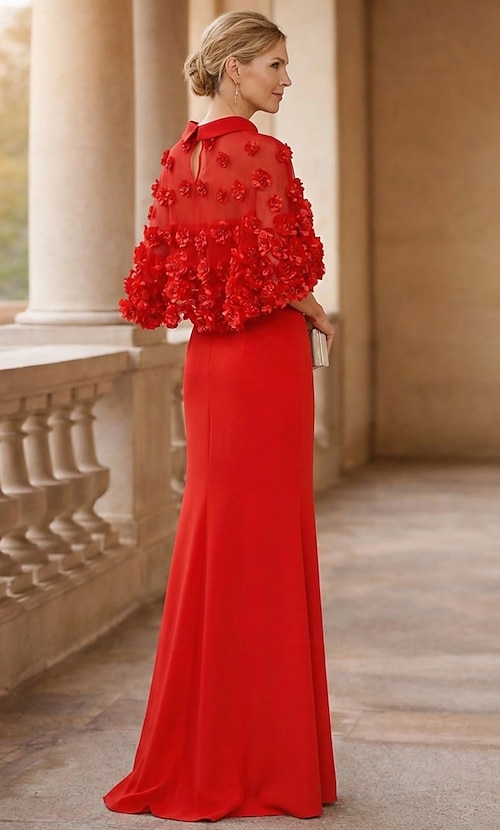 Sheath / Column Floor Length Prom Dresses Evening Gown Ball Gown Formal  Dress Elegant Half Sleeve Jewel Neck Wedding Guest Formal Evening Fall  Wedding Reception with Pleats 2026 - $159.99