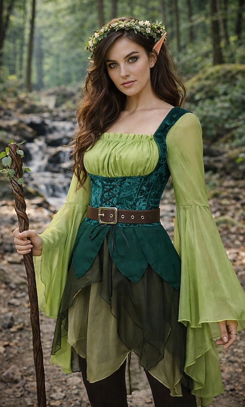 Medieval Renaissance Dress Fancy Costume Elf Fairy Elven Fancy Dress Women's Fantasy Halloween Carnival Performance LARP Ren Faire Adults' Dress Belt 2026 - kr.329 Medieval Renaissance Dress Fancy Costume Elf Fairy Elven Fancy Dress Women's Fantasy Halloween Carnival Performance LARP Ren Faire Adults' Dress Belt 2026 - kr.329