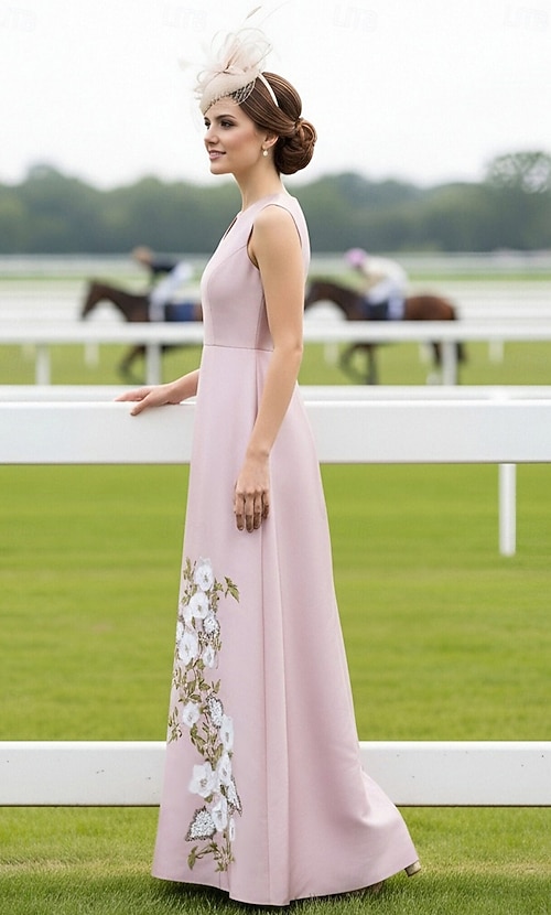 derby bridesmaid dresses A-Line Tea Length Cocktail Dress Derby Dress Mother of the Bride Dress  Sleeveless Strapless Elegant Vintage Formal Wedding Guest Kentucky Derby  Satin with Floral Print 2026
