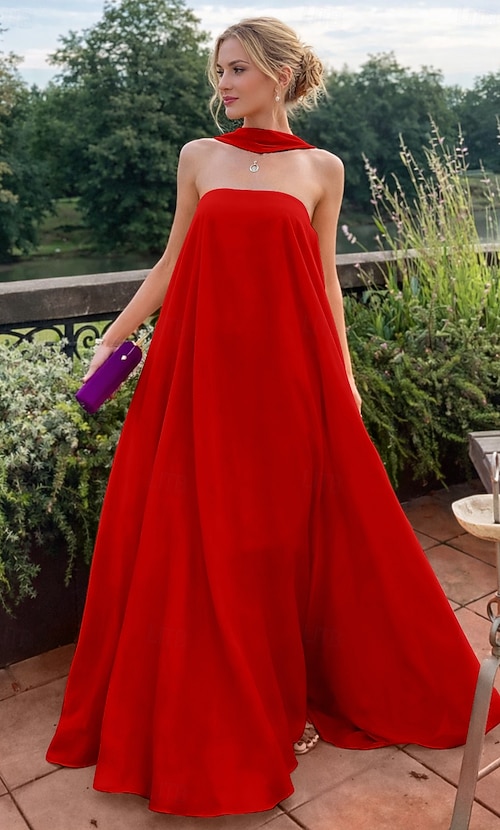 Beach Wedding A-Line Evening Gown Fairy Dress Formal Wedding Guest Floor  Length Sleeveless Strapless Stretch Chiffon with Pleats Shawl 2026