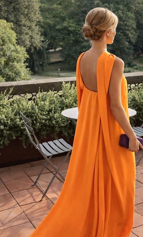 orange beach wedding guest dress Orange Sheath Prom Dress,Orange Wedding Guest Outfit Y5170 – Simplepromdress main image 1