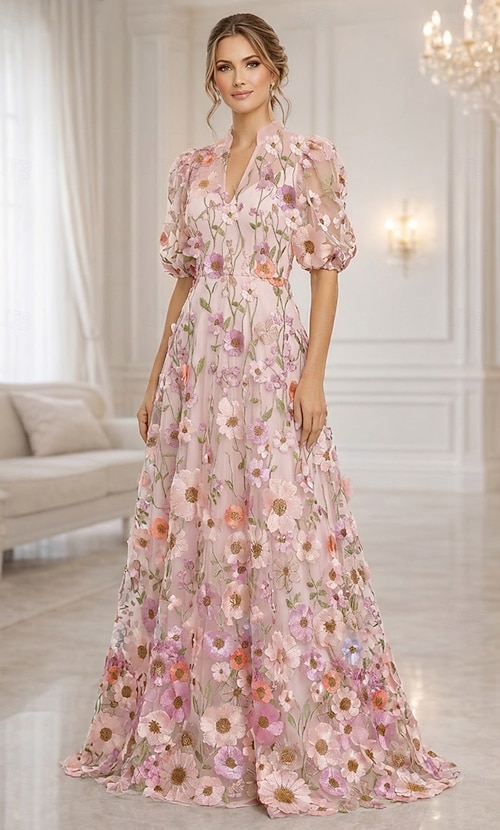 elegant floral dresses for wedding guests with sleeves Short Sleeve Floral Dresses for Women Empire Waist Elegant Dressy Maxi Dress  Flowy Wedding Guest Dresses with Tie at Amazon Women's Clothing store