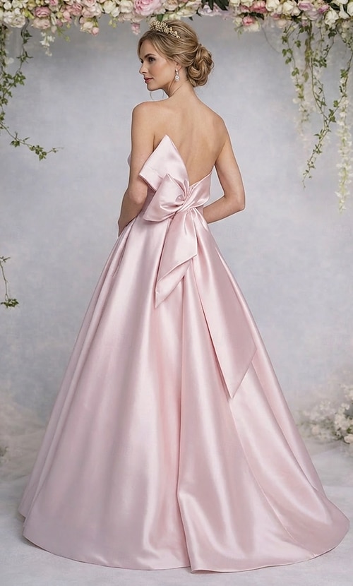 A-Line Floor Length Prom Dresses Elegant Minimalist Sleeveless Strapless  Prom Wedding Guest Satin with Pleats 2026 - $160.99