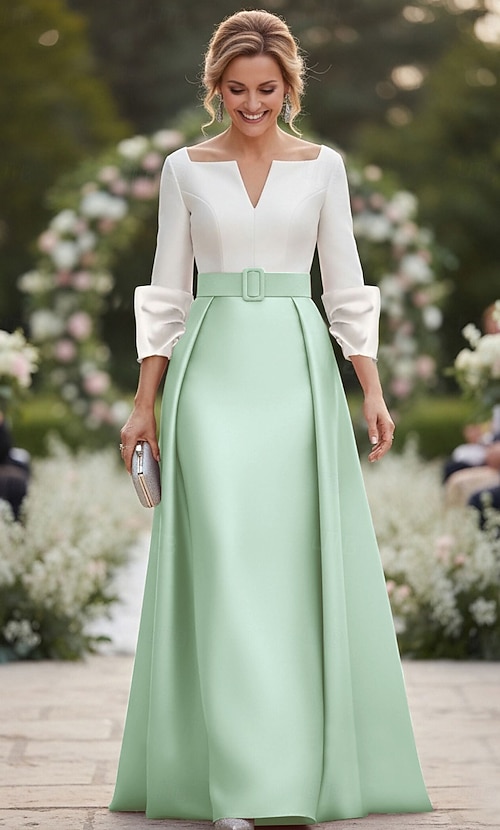slim fit dress slacks Green Chain See-Through Elegant Wedding Guest Dress RX70326