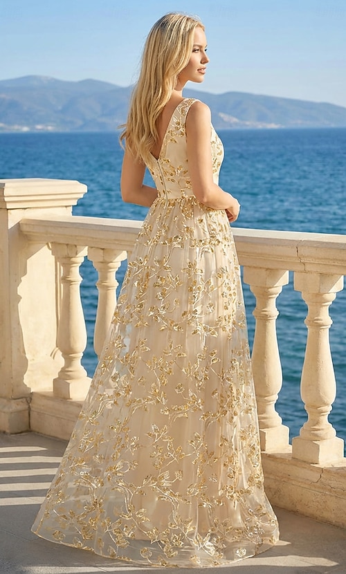 A-Line Quinceanera Dresses Elegant Dress Wedding Wedding Guest Floor Length  Sleeveless V Neck Tulle Backless with Pleats 2026 - $92.99
