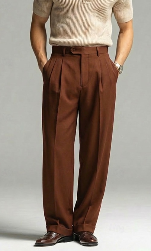 Men's Linen Dress Pants Pleated Relaxed Fit Summer Lightweight Casual Trousers, Wide Leg Straight Pants, Available in Brown, Navy, Beige 2026 - $39.99 Men's Linen Dress Pants Pleated Relaxed Fit Summer Lightweight Casual Trousers, Wide Leg Straight Pants, Available in Brown, Navy, Beige 2026 - $39.99