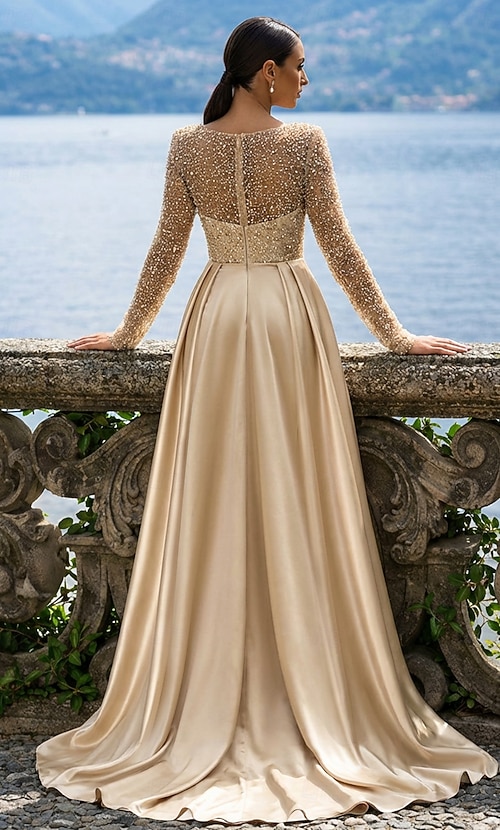 white christmas dresses Rose Gold Sequin Plus Size Champagne Trumpet Prom Dress main image 0
