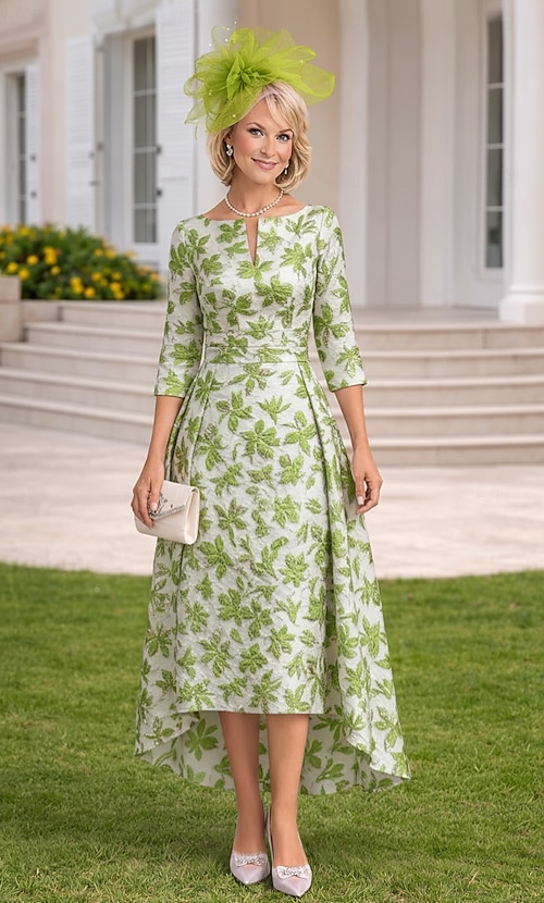 Elegant Dresses For Wedding Guests Amazon A-Line High-low Dress Tea Length  Party Dress Cocktail Dress Wedding Guest Dress Mother Of The Bride Dress  3/4 Length Sleeve V Neck Boat Neck Elegant Vintage ...