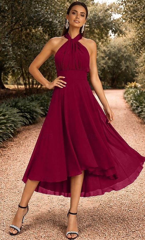 a line casual wedding dress Square Neck A-Line Wedding Dress Long Sleeves with Split Front-Bridelily
