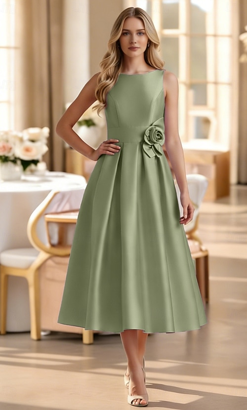 ankle length cocktail dresses for women A-Line Ankle Length Cocktail Dresses Party Dresses Elegant Silky Short Sleeve One Shoulder Wedding Formal Pink Dress Satin with Bow(s) 2026