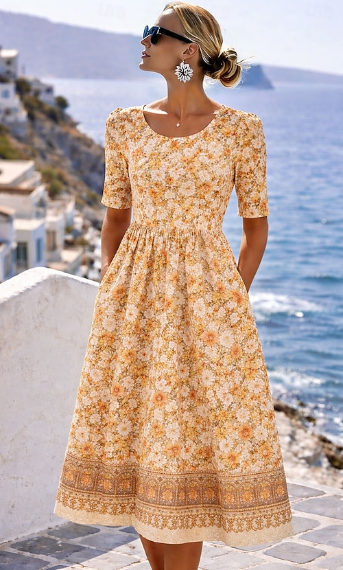 ladies midi shift dresses Women's Midi Shift Dress