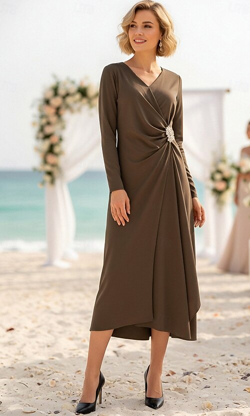 tea length dresses for beach wedding guest Tea-Length Wedding-Guest Slip Dress