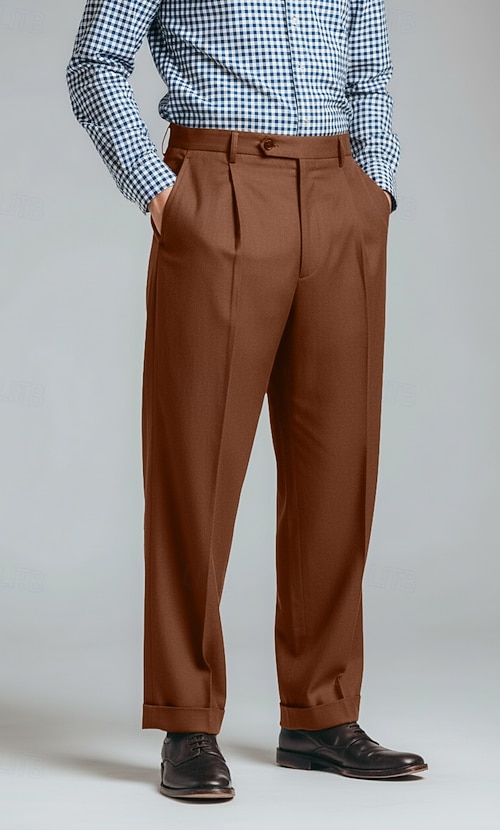 Men's Cotton Linen Dress Pants Casual Pants Casual Business Vintage Classic  & Timeless Casual Black Burgundy Dark Navy Spring & Summer All Seasons Pants  Solid Color Regular Fit Long Inelastic 2026 -