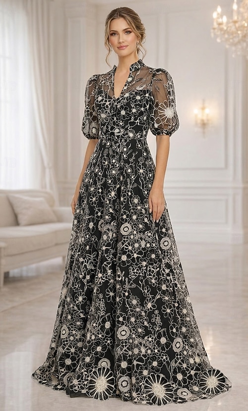 elegant short mother of the bride dresses Eva Fashion Navy Cape Dress - Lace Sheath Style The appliques add a touch of elegance A Line V neck Short