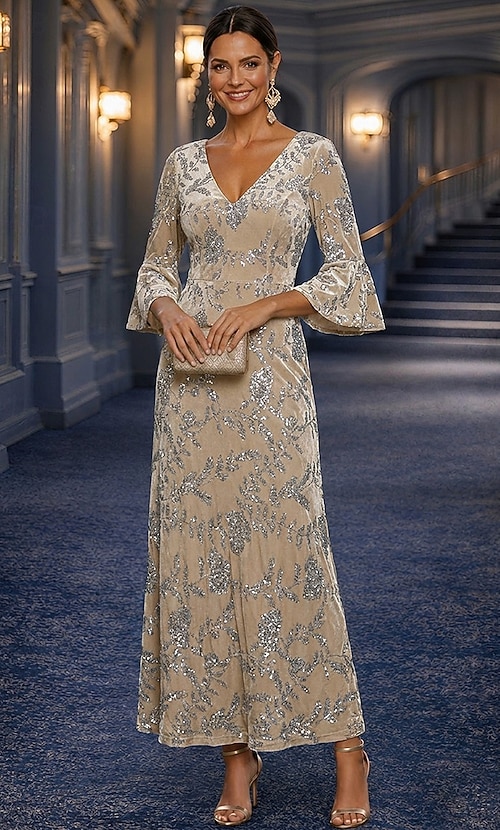 elegant ankle length mother of the bride dresses Sweetheart 3/4 Sleeves A-Line Ankle Length Mother of The Bride Dresses