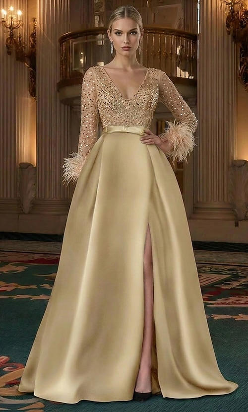 long champagne mother of the bride dresses Formal Long Mother of the Bride Dress