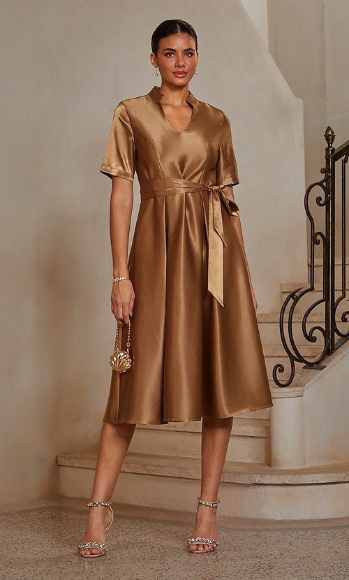 high neck semi formal dress Shona Joy - La Lune High Neck Maxi Dress - Cream
