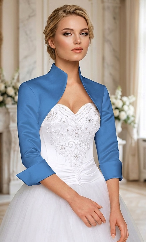 winter wrap for wedding dress Shawls Women's Bridal's Wraps Pure Elegant Long Sleeve Satin Wraps With Pure Color Wedding Fall & to impress 2026 Little Black Dress” stylist New Year's Eve Outfits up back color:Style A Black