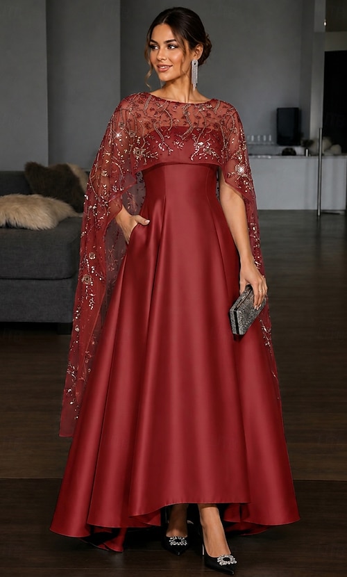 empire waist high low dress A-Line High-low Floor Length Evening Gown Elegant Sparkle Evening Half Sleeve Scoop Neck Cocktail Wedding Satin with Lace Glitter Beaded 2026 Maxi dress Size:80 cm Lounge Chaises & Recliners Crushed Velvet Worthington 1990's friendly laundry detergent and