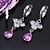 cheap Earrings-Platinum Cubic Zirconia Drop Earring - Cubic Zirconia Earring SYX-0325 Purple (SZY974)