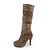 cheap Shoes &amp; Bags-Leatherette Upper Stiletto Heel Mid-Calf Boots With Ruched Party/ Evening Shoes More colors Available