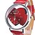 cheap Fashion Watches-Women&#039;s Double Hearts Dial Red PU Band Quartz Wrist Watch Cool Watches Unique Watches