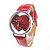 cheap Fashion Watches-Women&#039;s Double Hearts Dial Red PU Band Quartz Wrist Watch Cool Watches Unique Watches