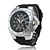 cheap Watches-Men&#039;s Military Style Silver Case Silicone Band Quartz Wrist Watch