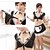 cheap Career &amp; Profession Costumes-Super Fascinated Black Lace Polyester Maid Suit (6 Pieces)