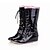 cheap Women&#039;s Boots-Women&#039;s Shoes Patent Leather Spring / Fall / Winter Flat Heel 25.4-30.48 cm / Mid-Calf Boots Lace-up Black / Beige / Pink