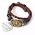 cheap Bracelets-Personalized Charm And Alloy Flower On Leather Bracelet