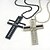 זול שרשראות-Rhinestone &amp; Stripe Cross Necklace (Set of 2)