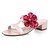 זול נעלי נשים-Leatherette T-strap Sandals With Low Chunky Heel And Flower (More Colors)