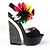 זול נעלי נשים-Leatherette Wedge Heel Sandals Party / Evening Shoes With Flower